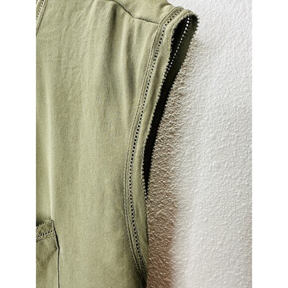 Joie Olive Green Round Neck Front Pocket Sleeveless Keyhole Back Blouse XS - Picture 4 of 12